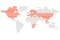 World map highlighting countries with Viessmann locations